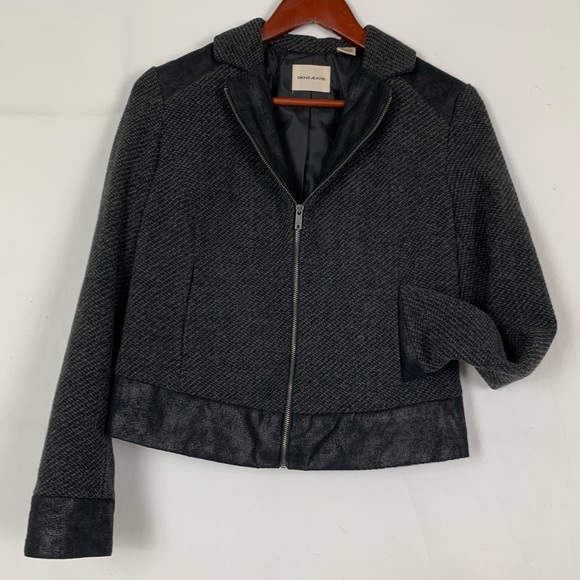 DKNY Jeans Moto Jacket XS Black Dark Grey - Picture 4 of 12